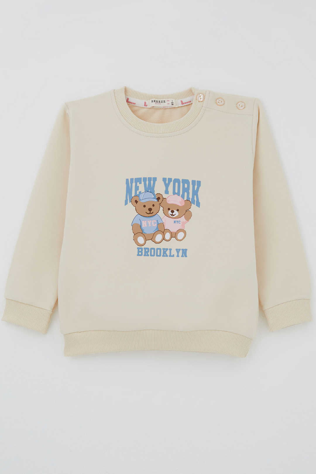 BRE Breeze Kız Çocuk Sweatshirt Dost Ayıcıklar Baskılı 1.5-5 Yaş , Krem - Waterloo