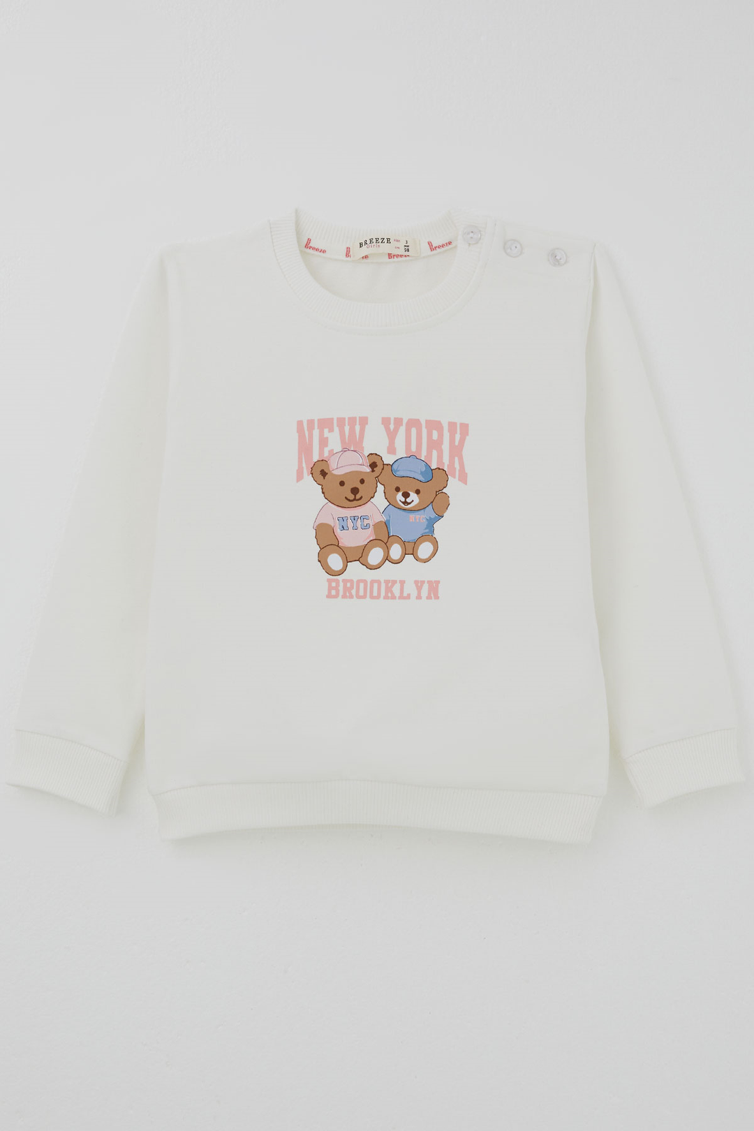 BRE Breeze Kız Çocuk Sweatshirt Dost Ayıcıklar Baskılı 1.5-5 Yaş , Ekru - Coventry