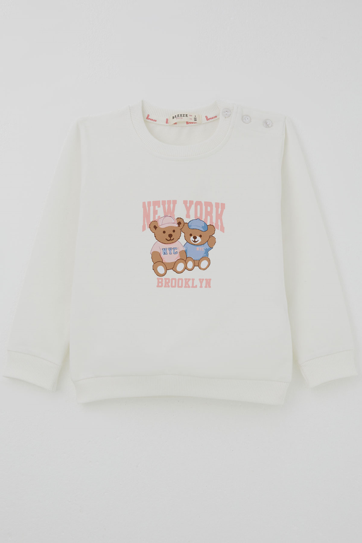 BRE Breeze Kız Çocuk Sweatshirt Dost Ayıcıklar Baskılı 1.5-5 Yaş , Ekru - Coventry
