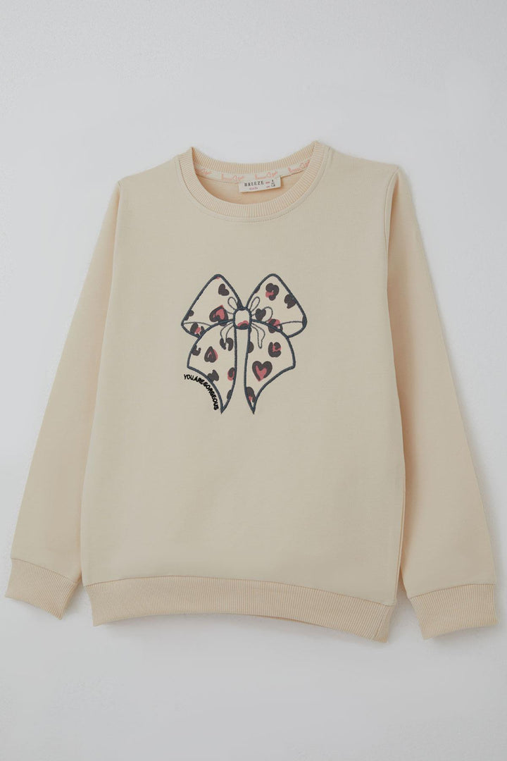 BRE Breeze Kız Çocuk Sweatshirt Fiyonk Baskı Nakışlı Yazılı 62 Yaş, Krem - Palmerston North