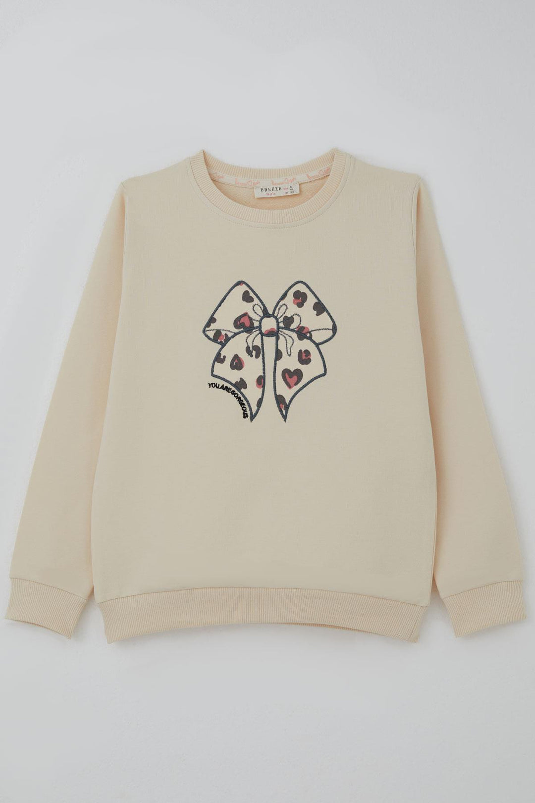 BRE Breeze Kız Çocuk Sweatshirt Fiyonk Baskı Nakışlı Yazılı 62 Yaş, Krem - Palmerston North