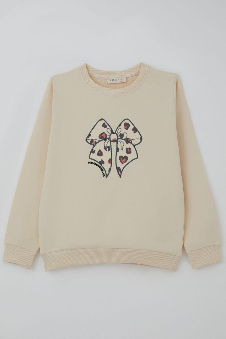 BRE Breeze Kız Çocuk Sweatshirt Fiyonk Baskı Nakışlı Yazılı 62 Yaş, Krem - Palmerston North