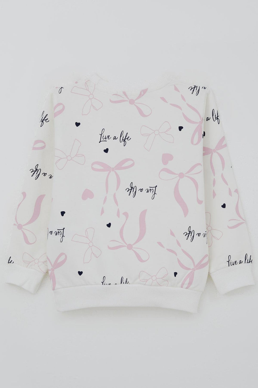 BRE Breeze Kız Çocuk Sweatshirt Fiyonk & Kalp Baskılı 3-8 Yaş, Ekru - Oregon City