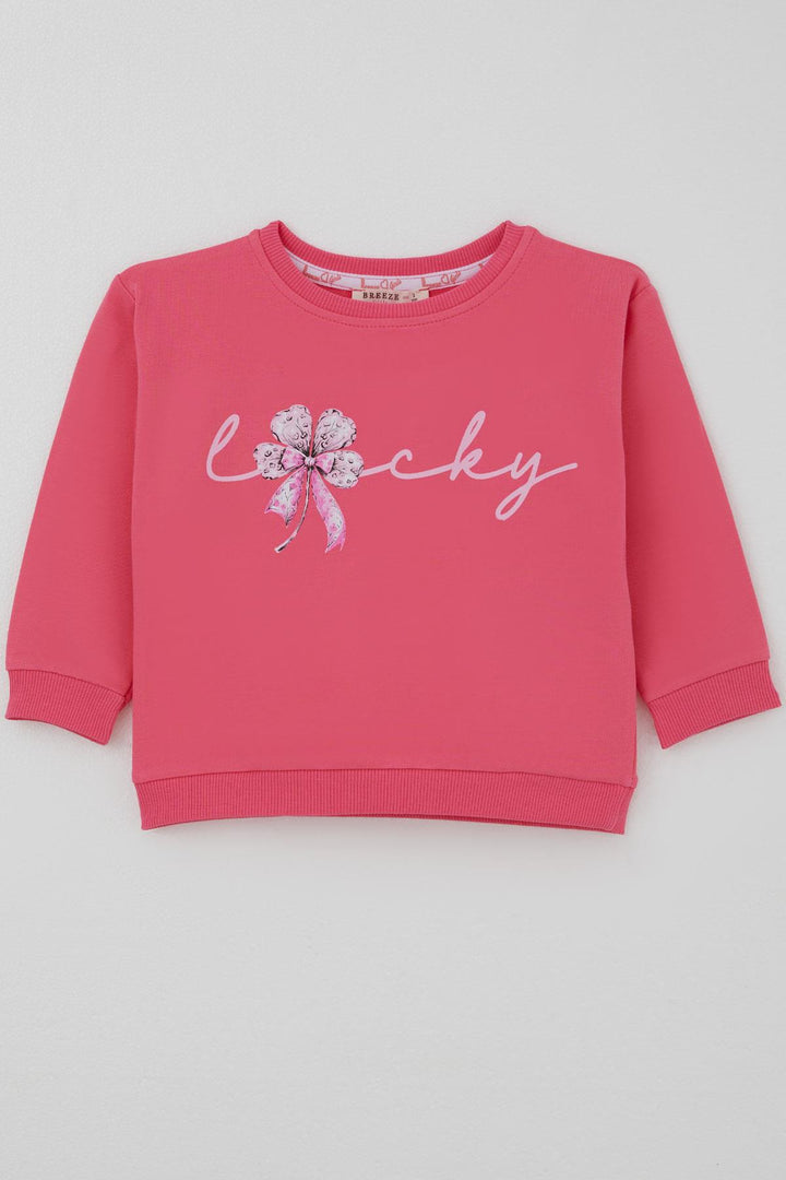 BRE Breeze Girl Child Sweatshirt with Bow Flower Print, 2-6 Years, Pink - Ruislip