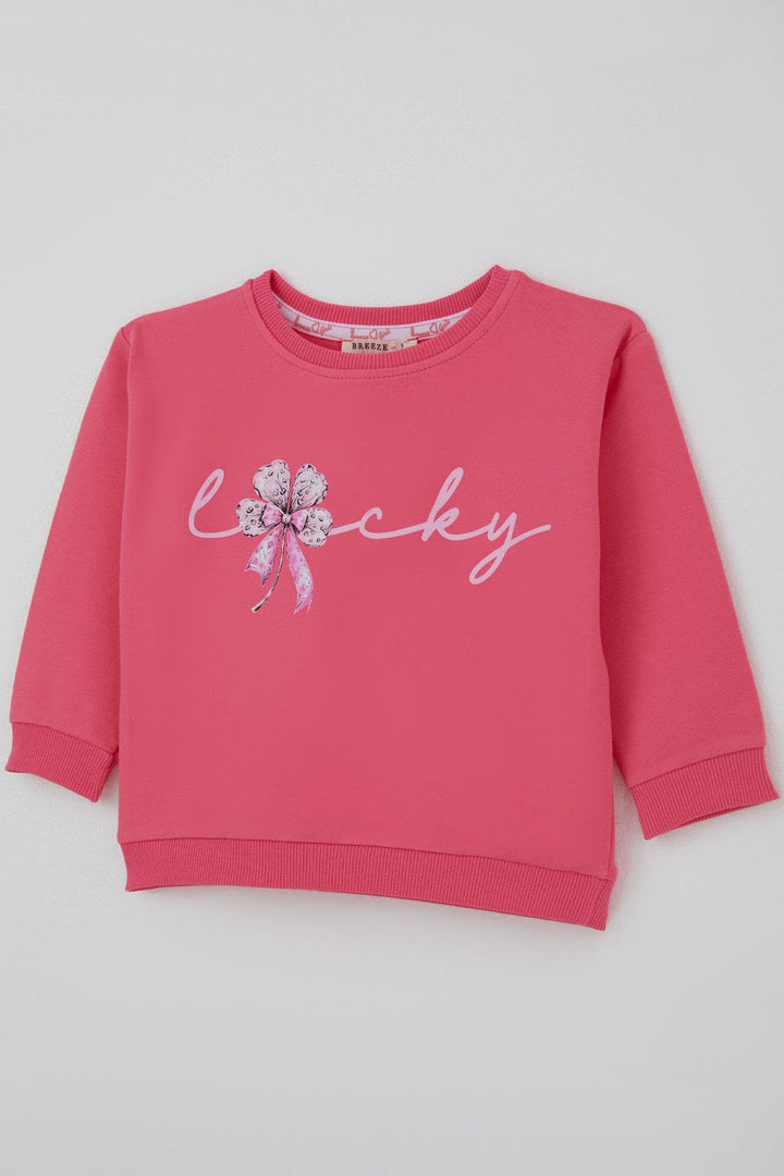 BRE Breeze Girl Child Sweatshirt with Bow Flower Print, 2-6 Years, Pink - Ruislip