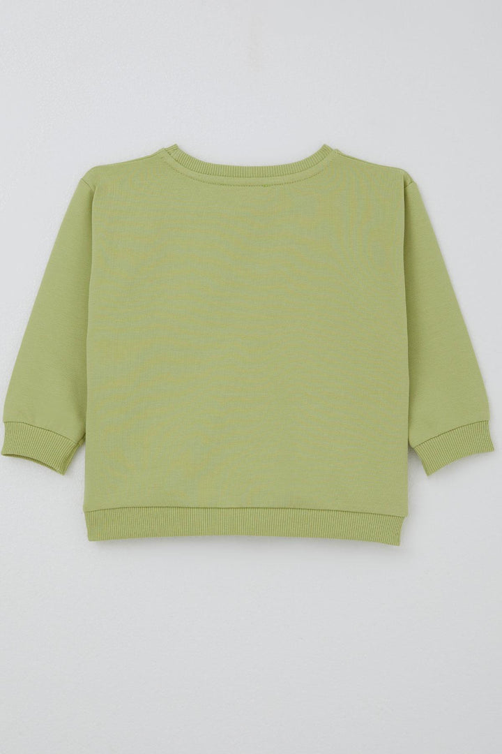 BRE Breeze Kız Çocuk Sweatshirt Fiyonklu Çiçek Baskılı 2-6 Yaş, Fıstık Yeşili - Scheveningen