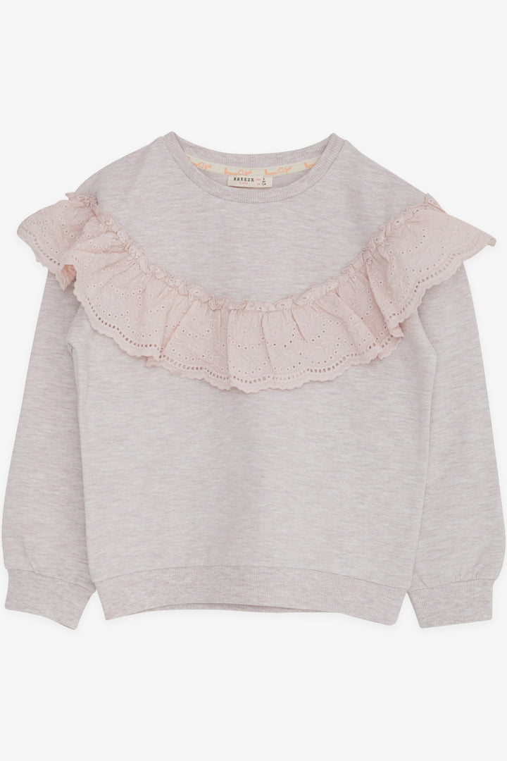 BRE Breeze Girl's Sweatshirt with Lace, 62 Years, Beige Melange - Carlsbad