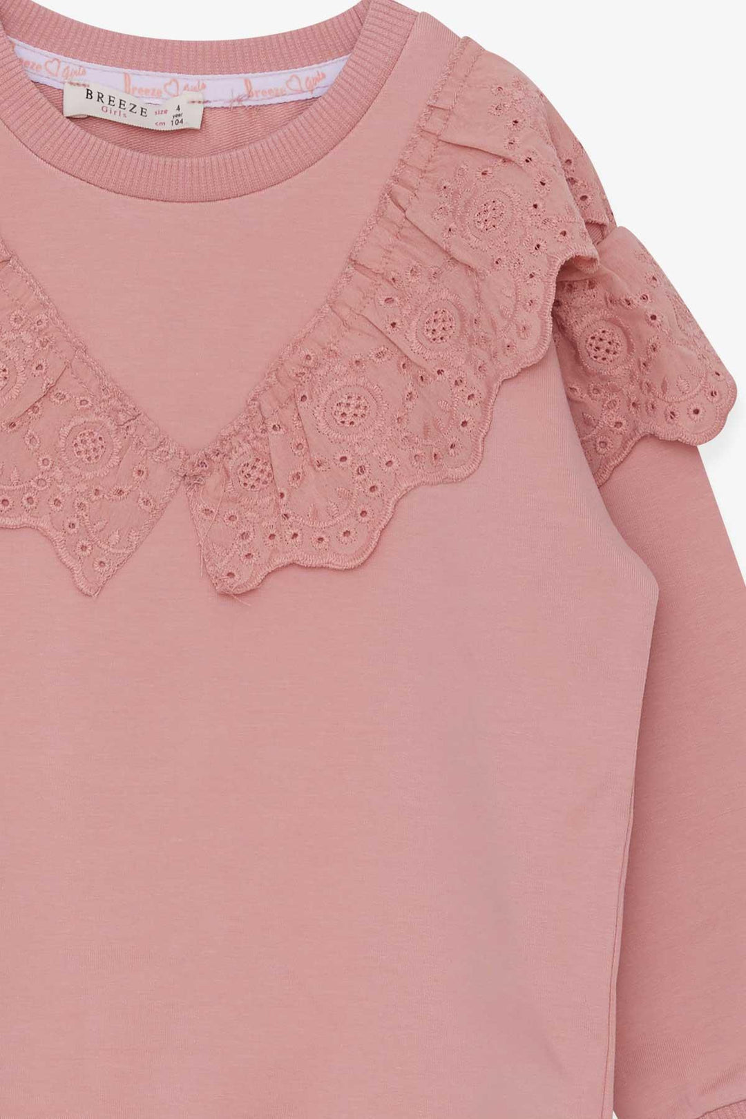 BRE Breeze Girl Child Sweatshirt with Lace 4-8 Years, Rose Pink - Media