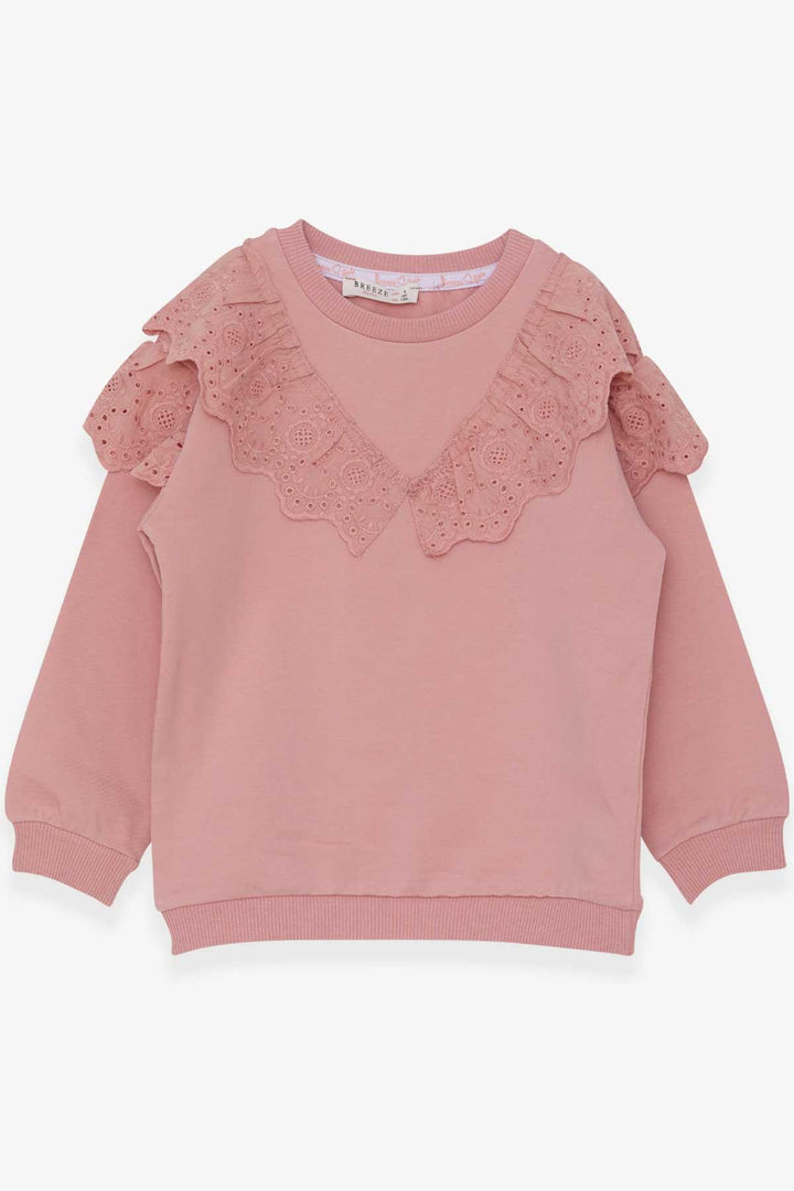 BRE Breeze Girl Child Sweatshirt with Lace 4-8 Years, Rose Pink - Media