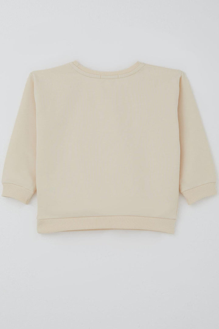 BRE Breeze Kız Çocuk Sweatshirt Güpürlü Kalp Arma Detaylı 2-6 Yaş, Krem - Trujillo Alto