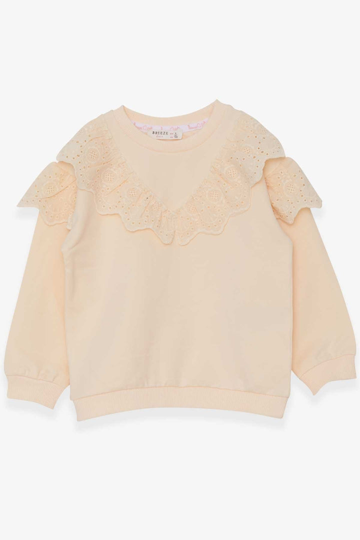 BRE Breeze Girl Child Sweatshirt with Lace 4-8 Years, Cream - Bishops Stortford