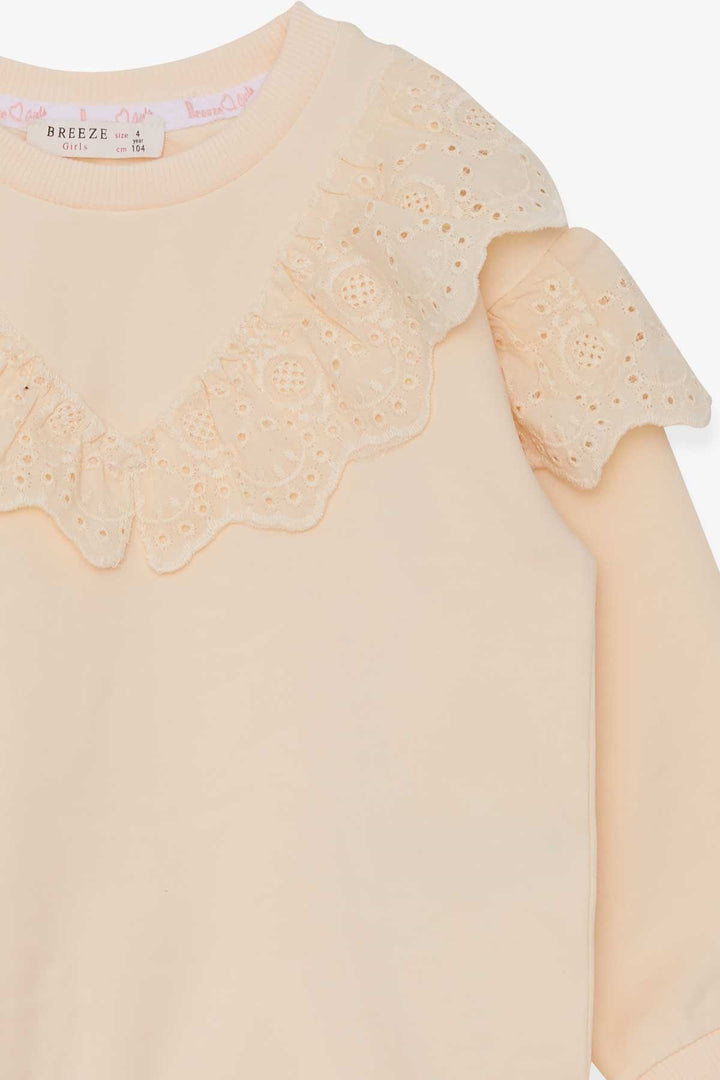 BRE Breeze Girl Child Sweatshirt with Lace 4-8 Years, Cream - Bishops Stortford