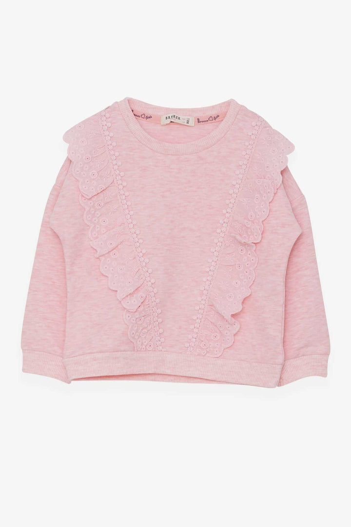 BRE Breeze Girl Child Sweatshirt with Lace 1.5-5 Years, Salmon Melange - Irákleio