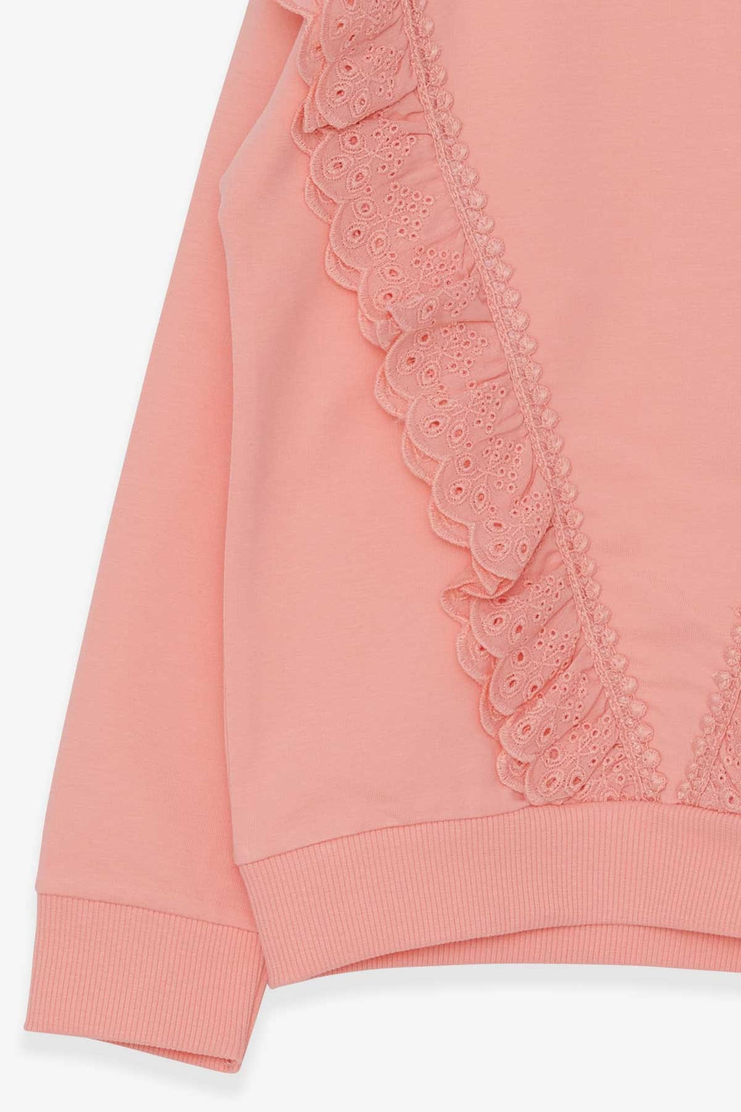 BRE Breeze Girl Child Sweatshirt with Lace 4-9 Years, Salmon - Oshkosh