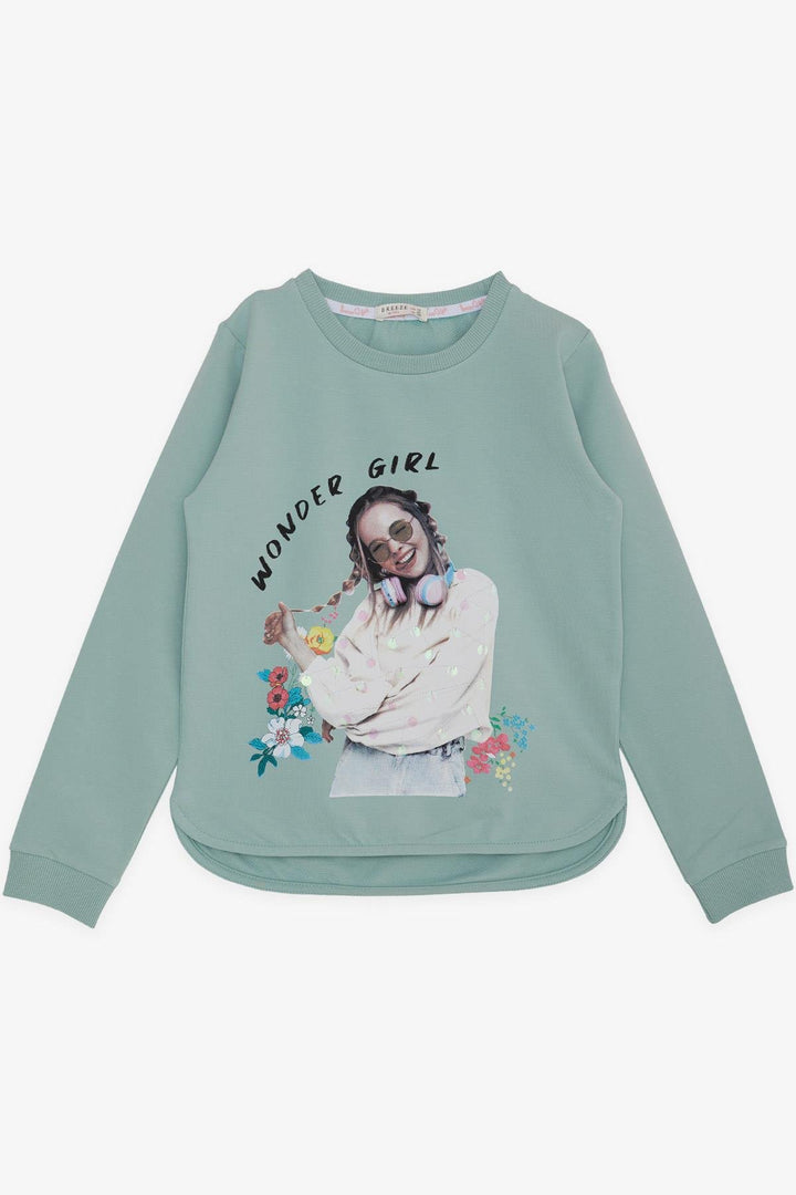 BRE Breeze Girl Child Sweatshirt Great Girl Printed with Flower 94 Years, Aqua Green - Texas City