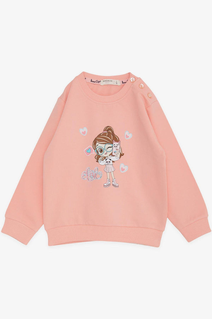 BRE Breeze Girl Child Sweatshirt Cool Girl Printed 1.5-5 Years, Salmon - Portsmouth