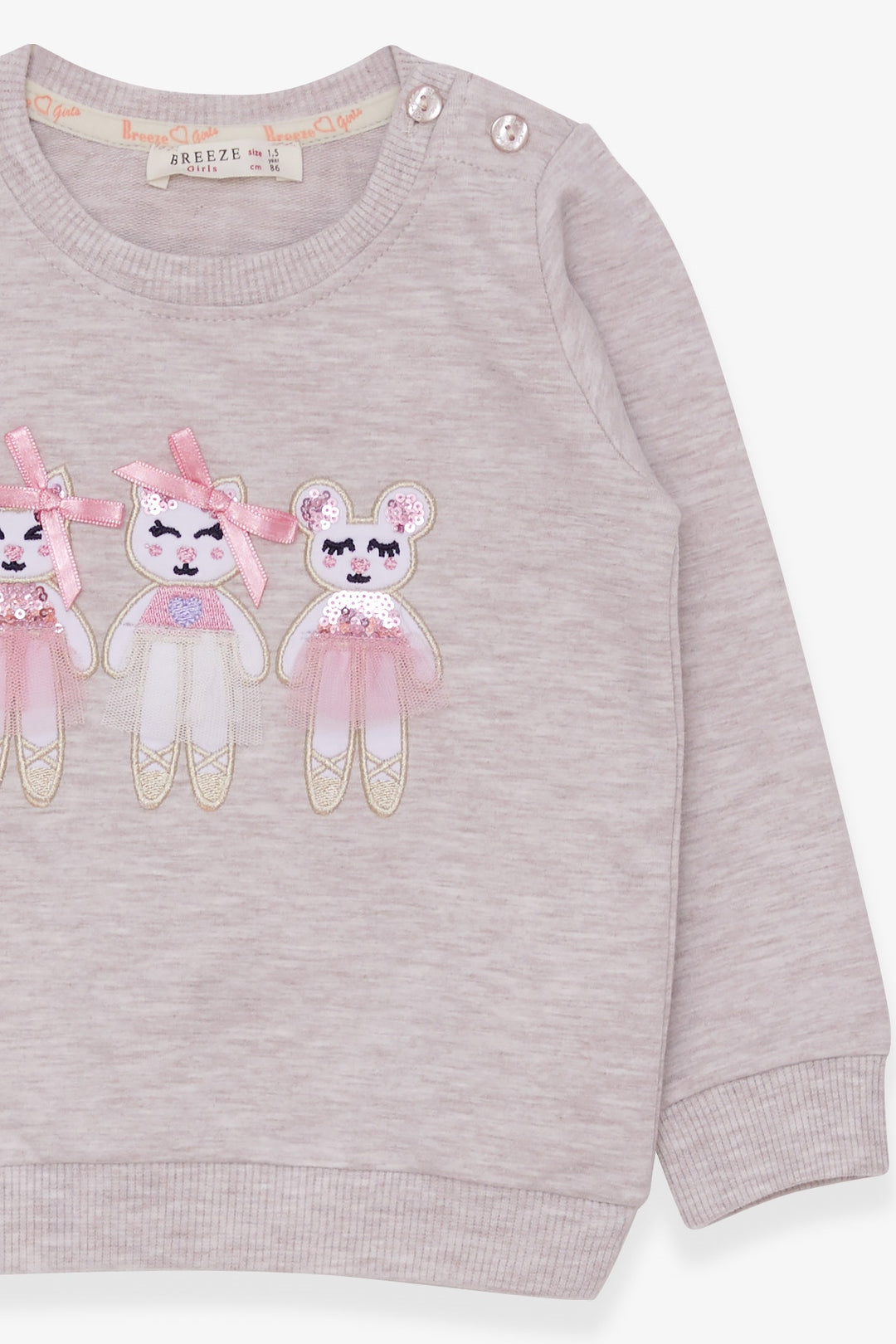 BRE Breeze Girl Child Sweatshirt with Animal Print, 1.5-5 Years, Beige Melange - San Juan