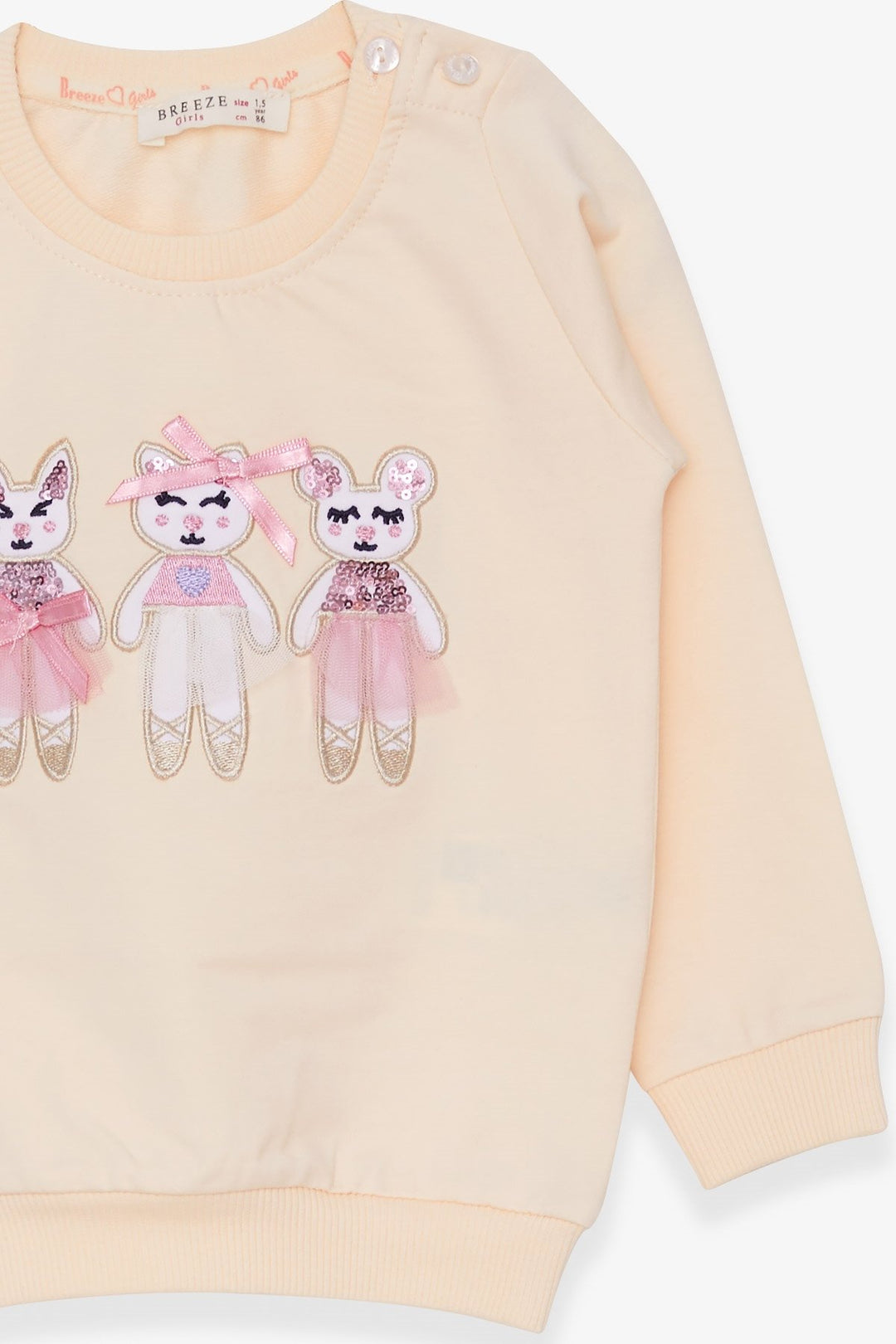 BRE Breeze Girl Child Sweatshirt with Animal Print, 1.5-5 Years, Cream - Zacualtipán