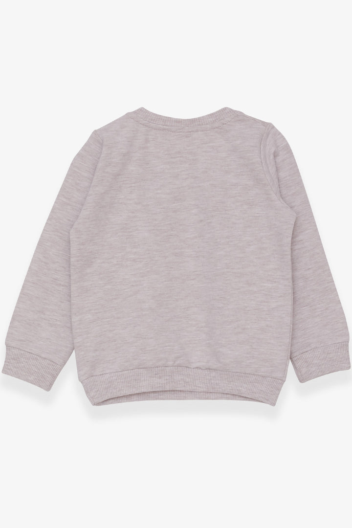 BRE Breeze Girl Child Sweatshirt with Animal Print, 1.5-5 Years, Beige Melange - San Juan