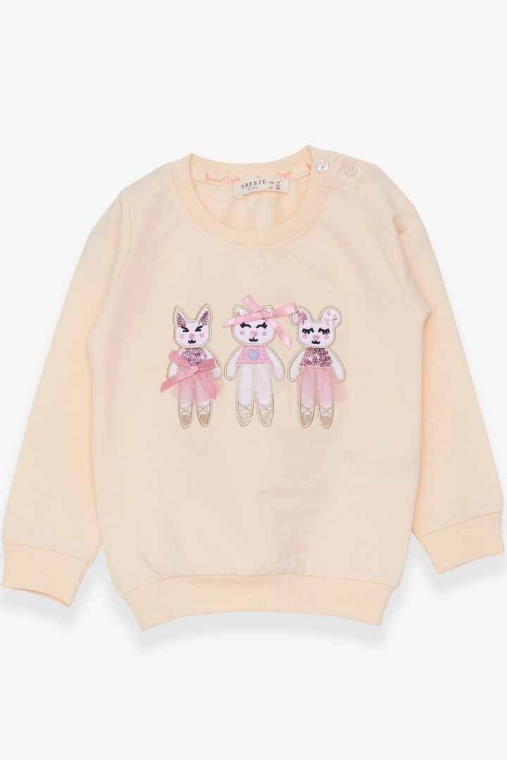 BRE Breeze Girl Child Sweatshirt with Animal Print, 1.5-5 Years, Cream - Zacualtipán