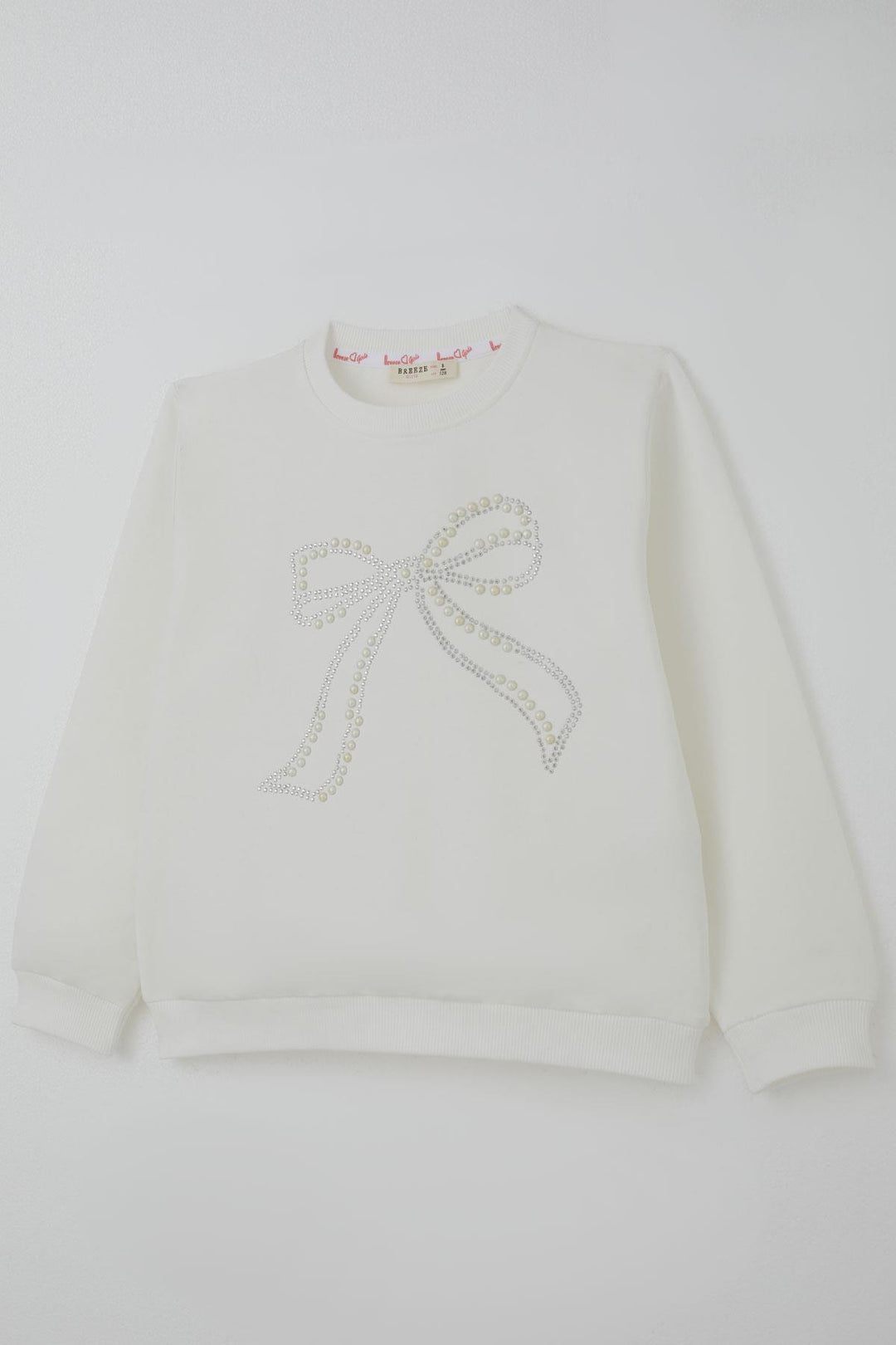 BRE Breeze Girl's Sweatshirt with Pearl Embroidery, 72 Years, Ecru - San Clemente