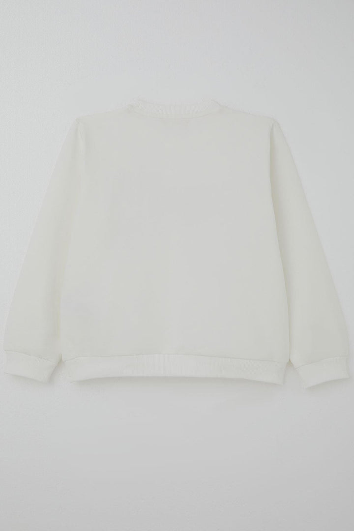 BRE Breeze Girl's Sweatshirt with Pearl Embroidery, 72 Years, Ecru - San Clemente
