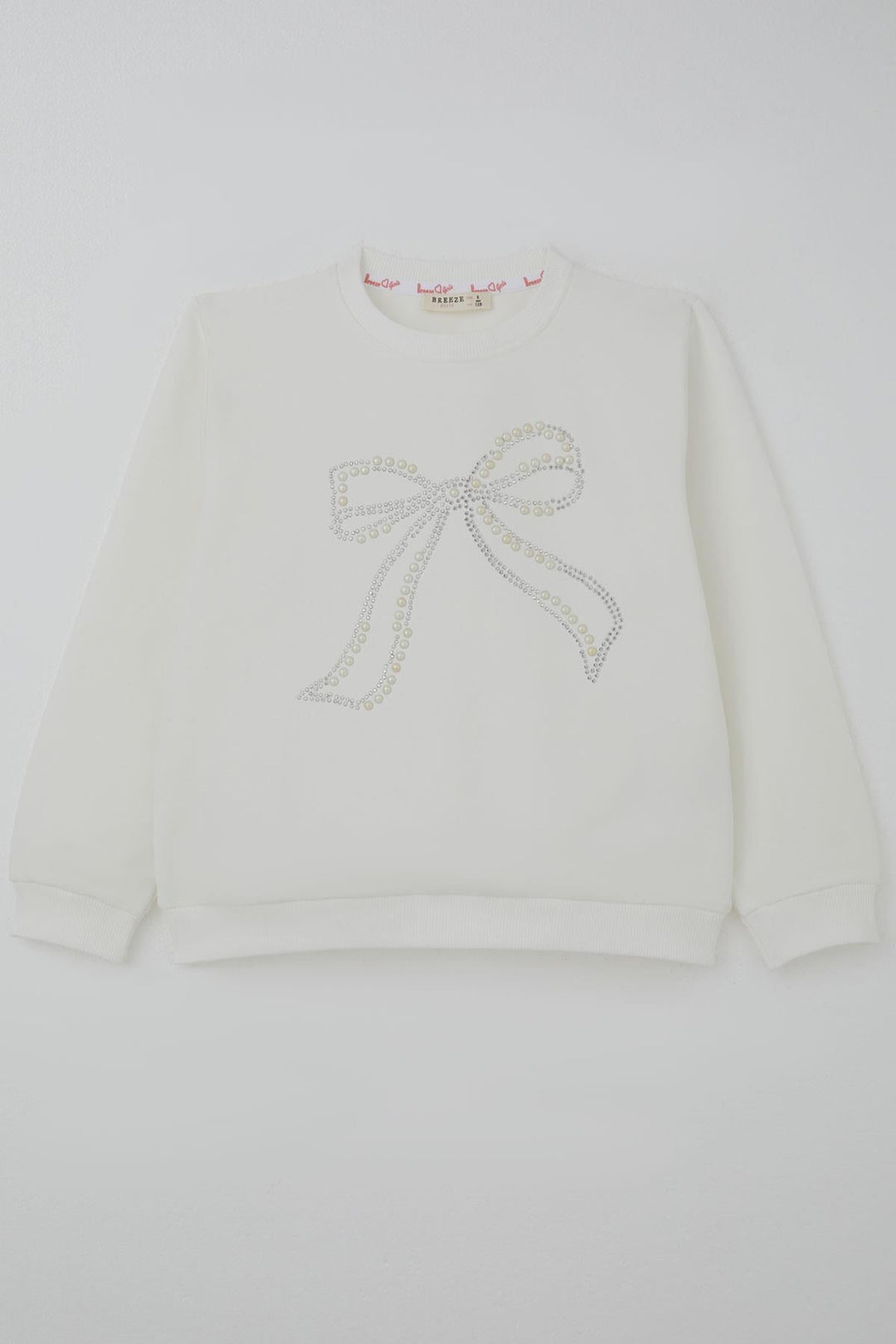 BRE Breeze Girl's Sweatshirt with Pearl Embroidery, 72 Years, Ecru - San Clemente