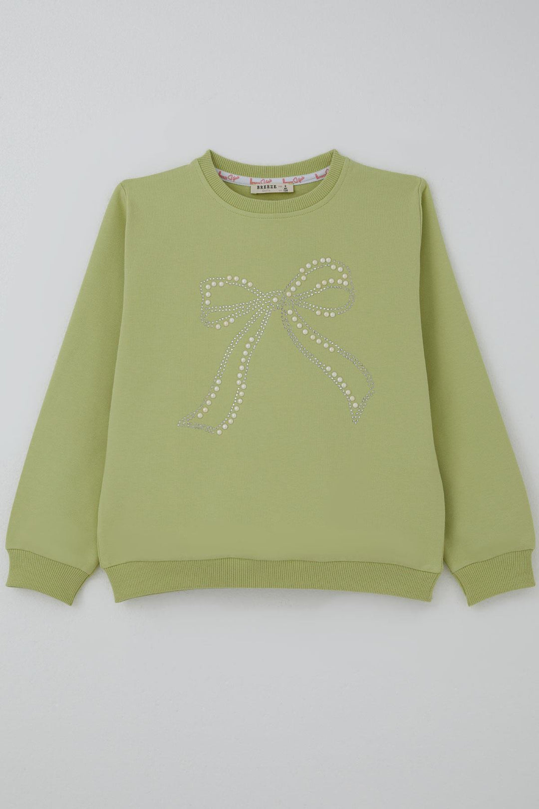BRE Breeze Kız Çocuk Sweatshirt İnci Taş İşlemeli 72 Yaş, Fıstık Yeşili - Ilford