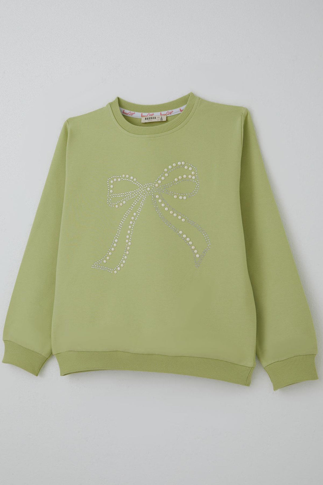 BRE Breeze Kız Çocuk Sweatshirt İnci Taş İşlemeli 72 Yaş, Fıstık Yeşili - Ilford