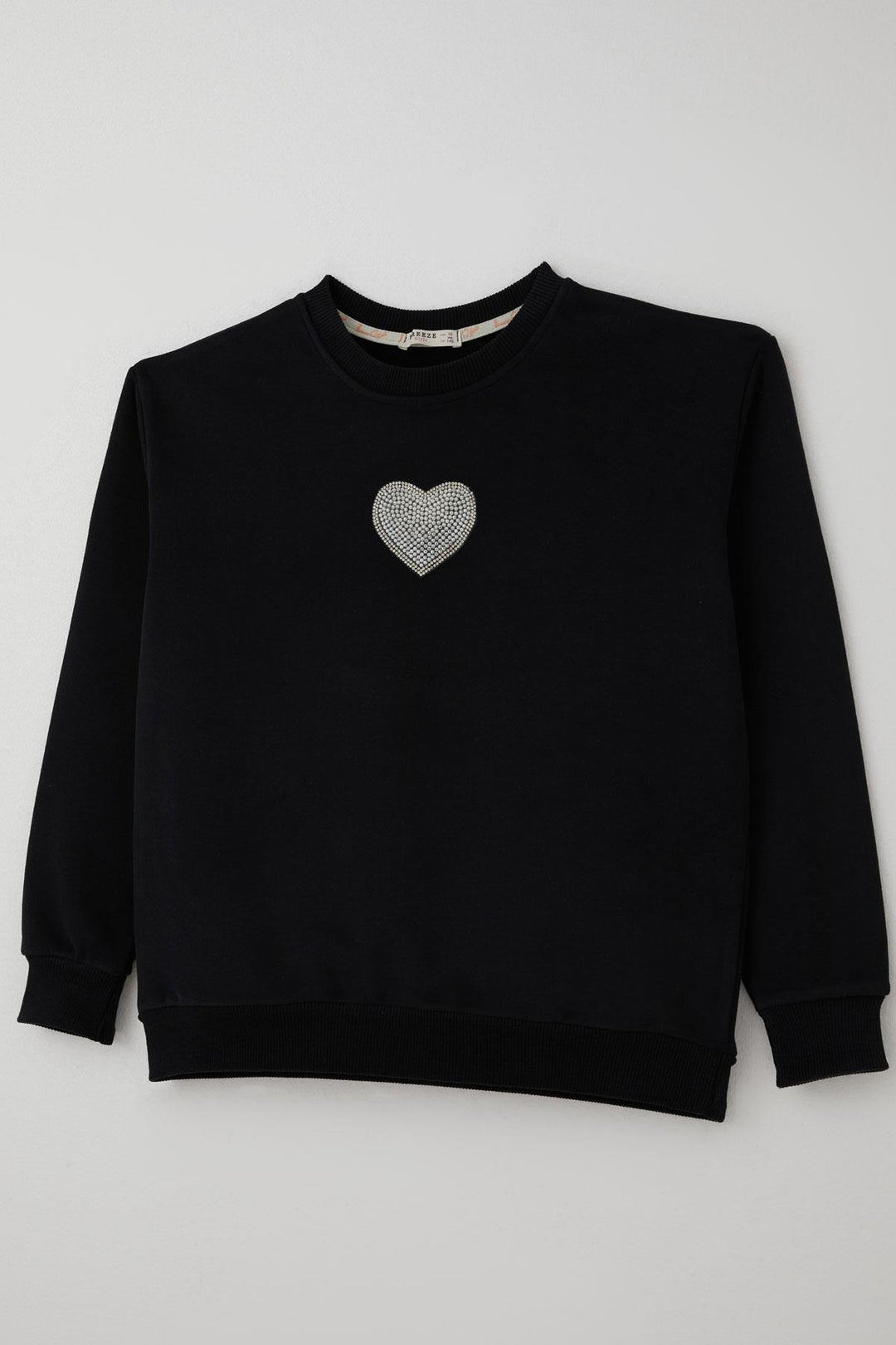 BRE Breeze Girl Child Sweatshirt Sparkling Heart Fairy Tale Pearl Embroidered 94 Years, Black - Willenhall