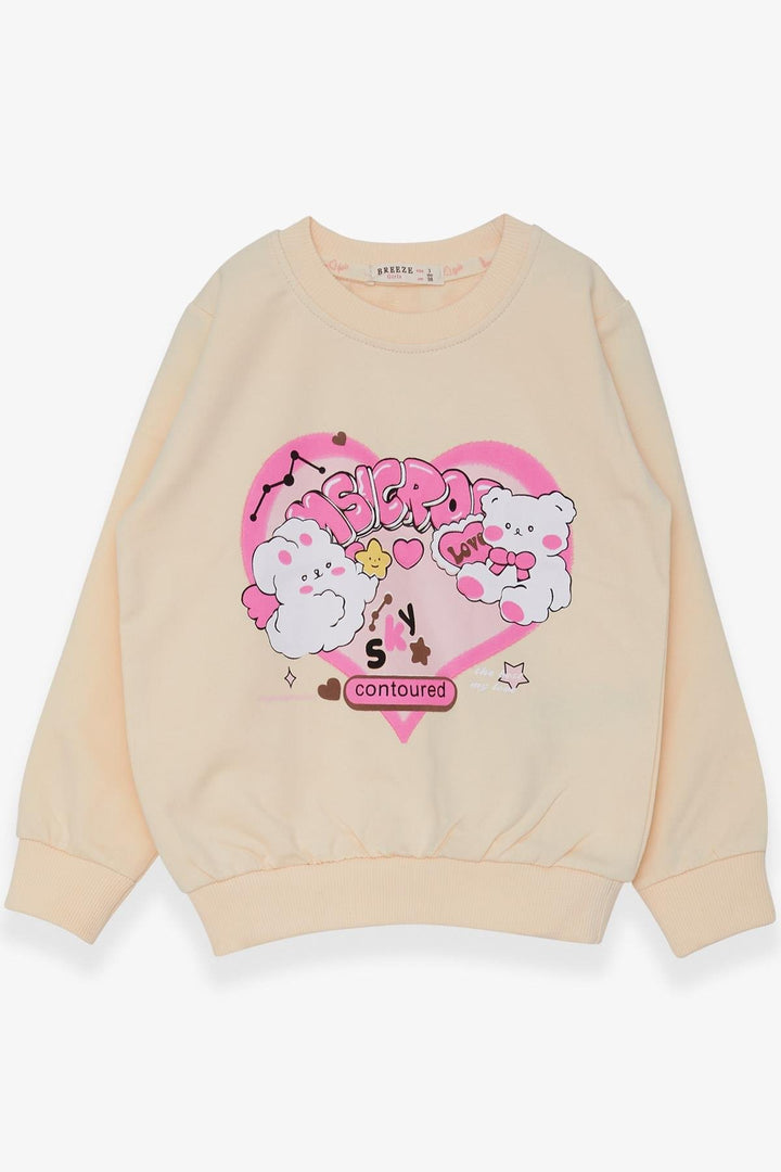 BRE Breeze Girl Child Sweatshirt Heart Printed 2-6 Years, Cream - Nancy