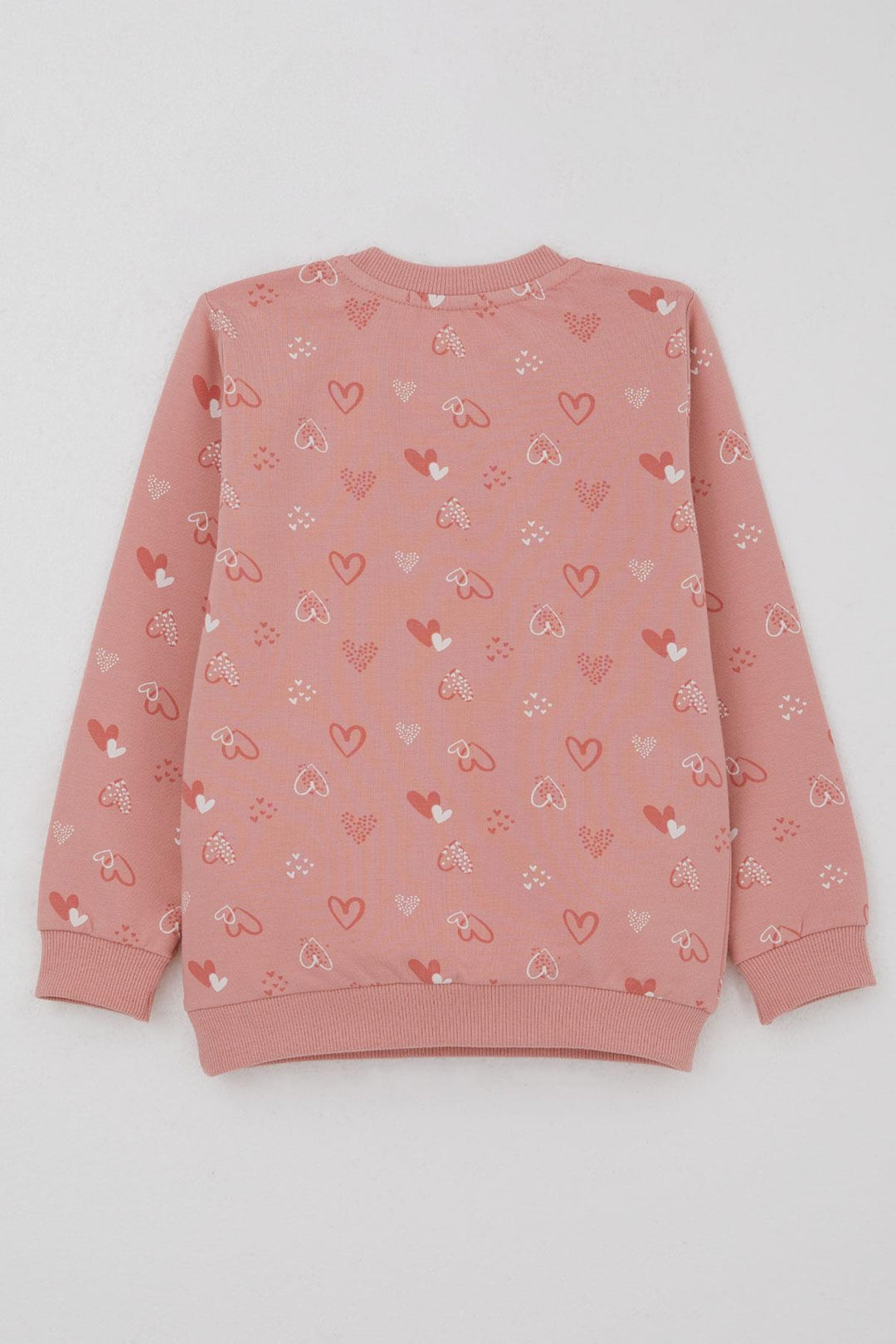 BRE Breeze Girl Child Sweatshirt Heart Pattern Printed Text 1.5-5 Years, Rose Pink - Cannes