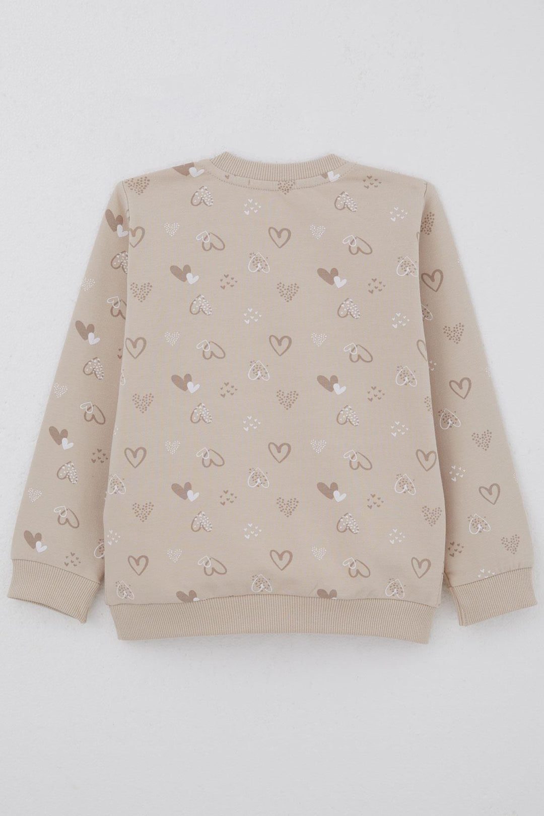 BRE Breeze Girl Child Sweatshirt Heart Pattern Printed Text 1.5-5 Years, Beige - Johns Creek