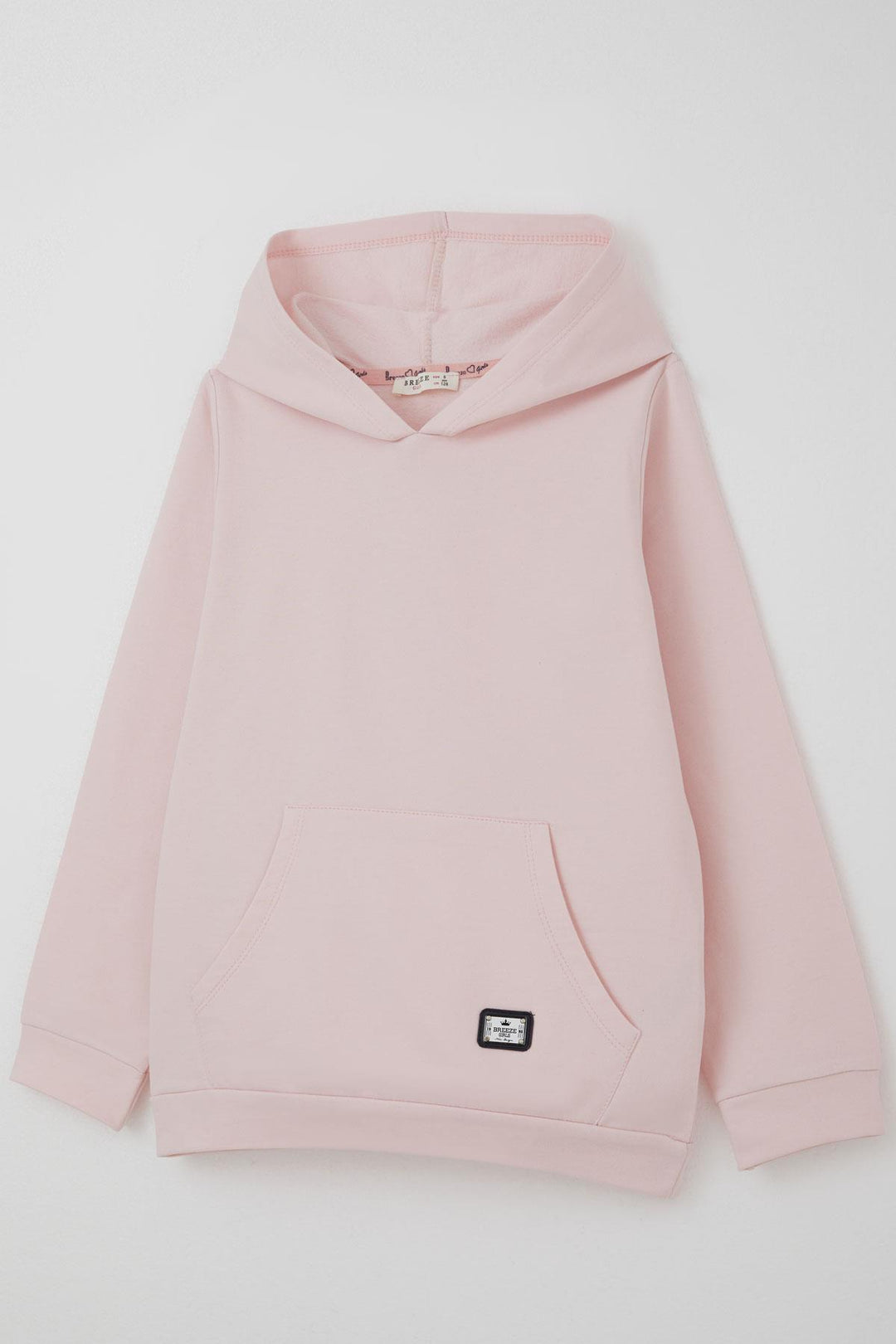 BRE Breeze Girl's Sweatshirt with Kangaroo Pocket and Arm Logo, 4-8 Years, Pink - San Andrés Cholula