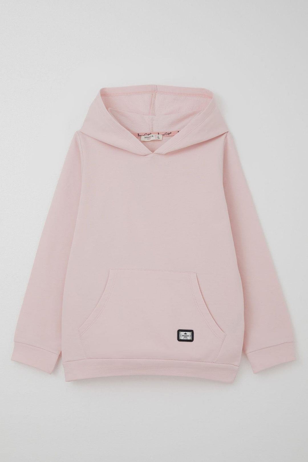BRE Breeze Girl's Sweatshirt with Kangaroo Pocket and Arm Logo, 4-8 Years, Pink - San Andrés Cholula