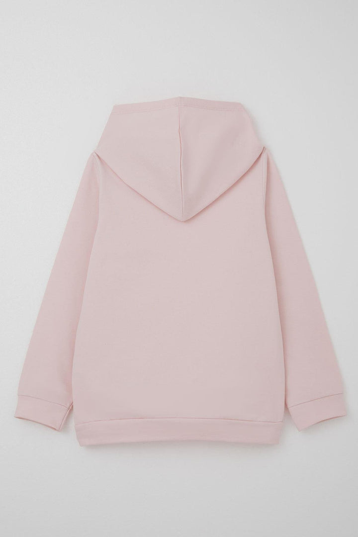 BRE Breeze Girl's Sweatshirt with Kangaroo Pocket and Arm Logo, 4-8 Years, Pink - San Andrés Cholula
