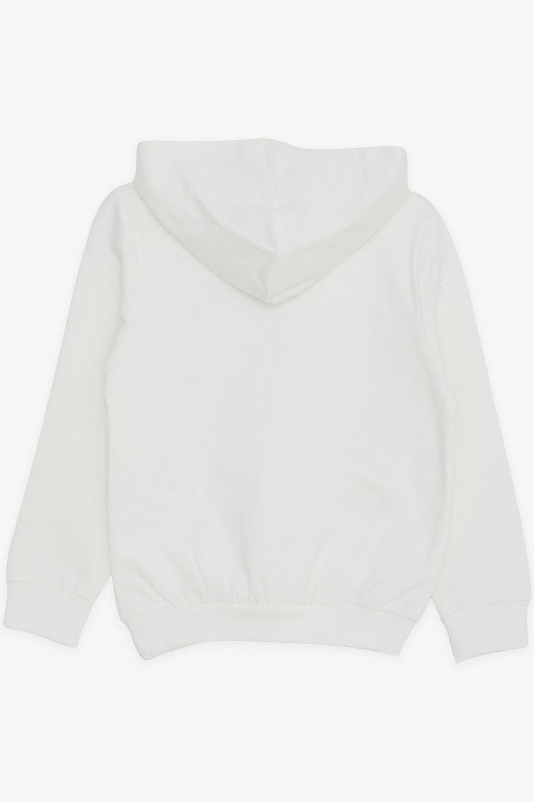 BRE Breeze Girl's Sweatshirt with Kangaroo Pocket, Printed with Text, Lace Detailed, 3-8 Years, Ecru - San Antonio