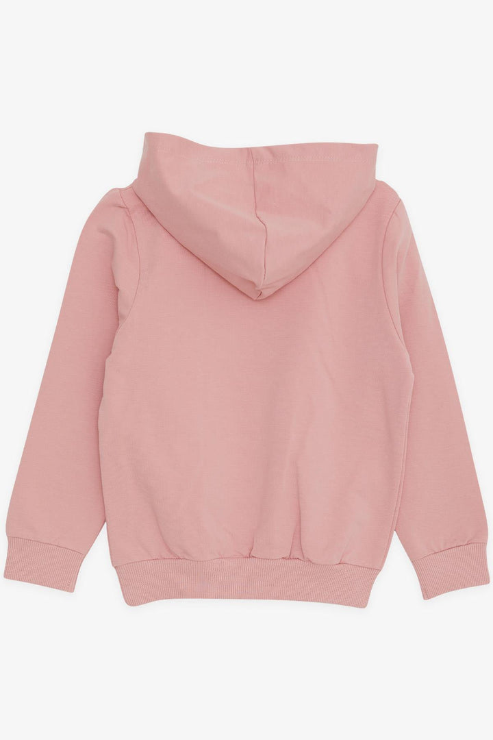 BRE Breeze Girl's Sweatshirt with Kangaroo Pocket, Printed with Text and Lace, 3-8 Years, Rose Pink - Hamilton
