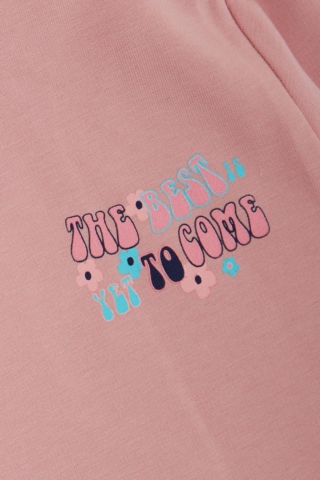BRE Breeze Girl's Sweatshirt with Kangaroo Pocket, Printed with Text and Lace, 3-8 Years, Rose Pink - Hamilton