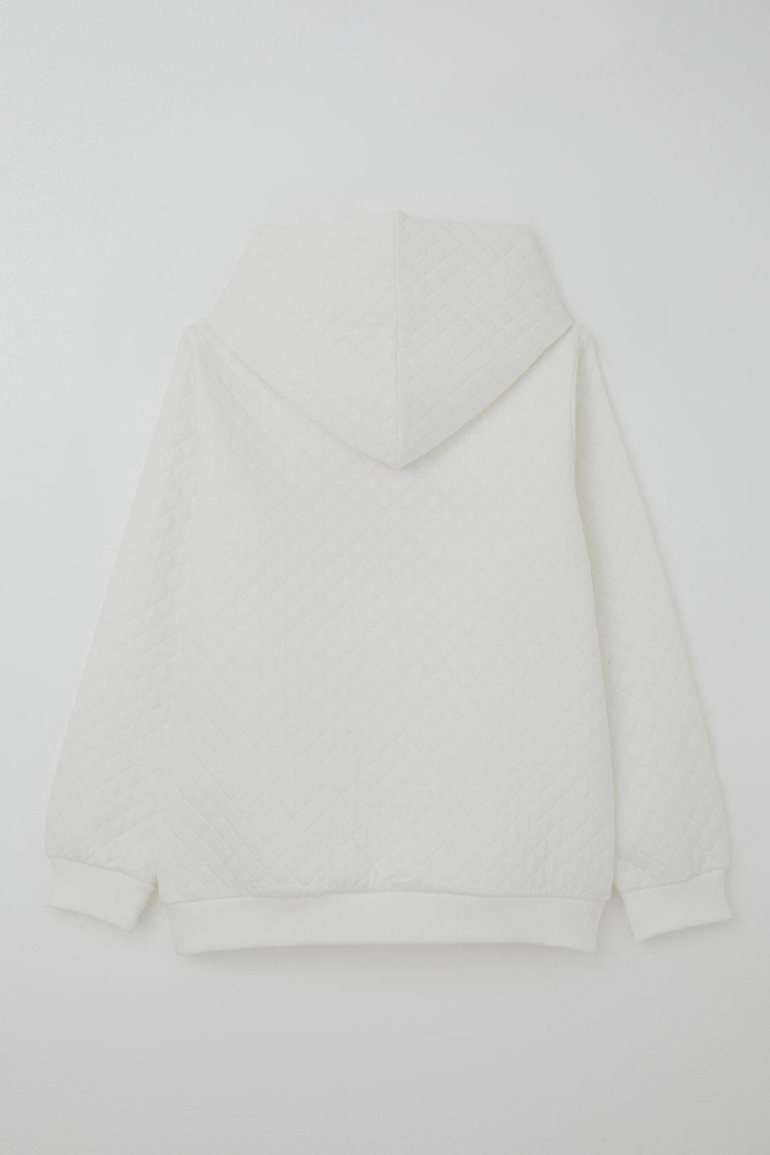 BRE Breeze Kız Çocuk Sweatshirt Kapitone Desenli Kanguru Cepli 84 Yaş, Ekru - Leonberg