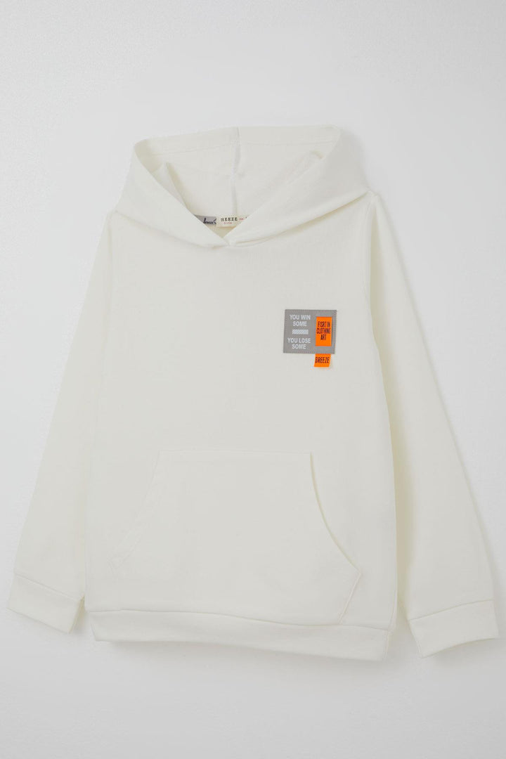 BRE Breeze Girl Child Sweatshirt Hooded with Arm Detail 4-8 Years, Ecru - Torre-Pacheco