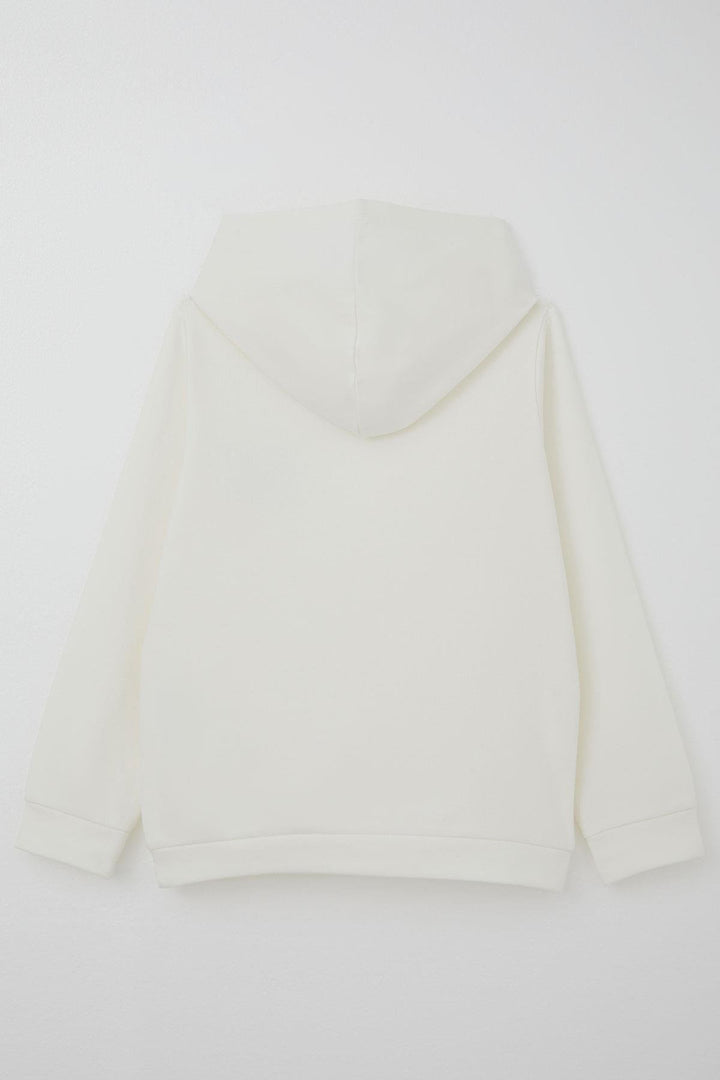 BRE Breeze Girl Child Sweatshirt Hooded with Arm Detail 4-8 Years, Ecru - Torre-Pacheco