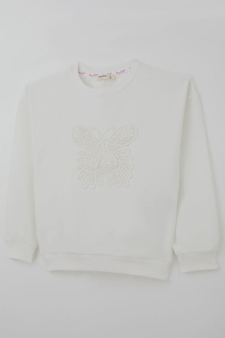 BRE Breeze Kız Çocuk Sweatshirt Kelebek Aplike Nakışlı 82 Yaş, Ekru - Schwäbisch Gmünd