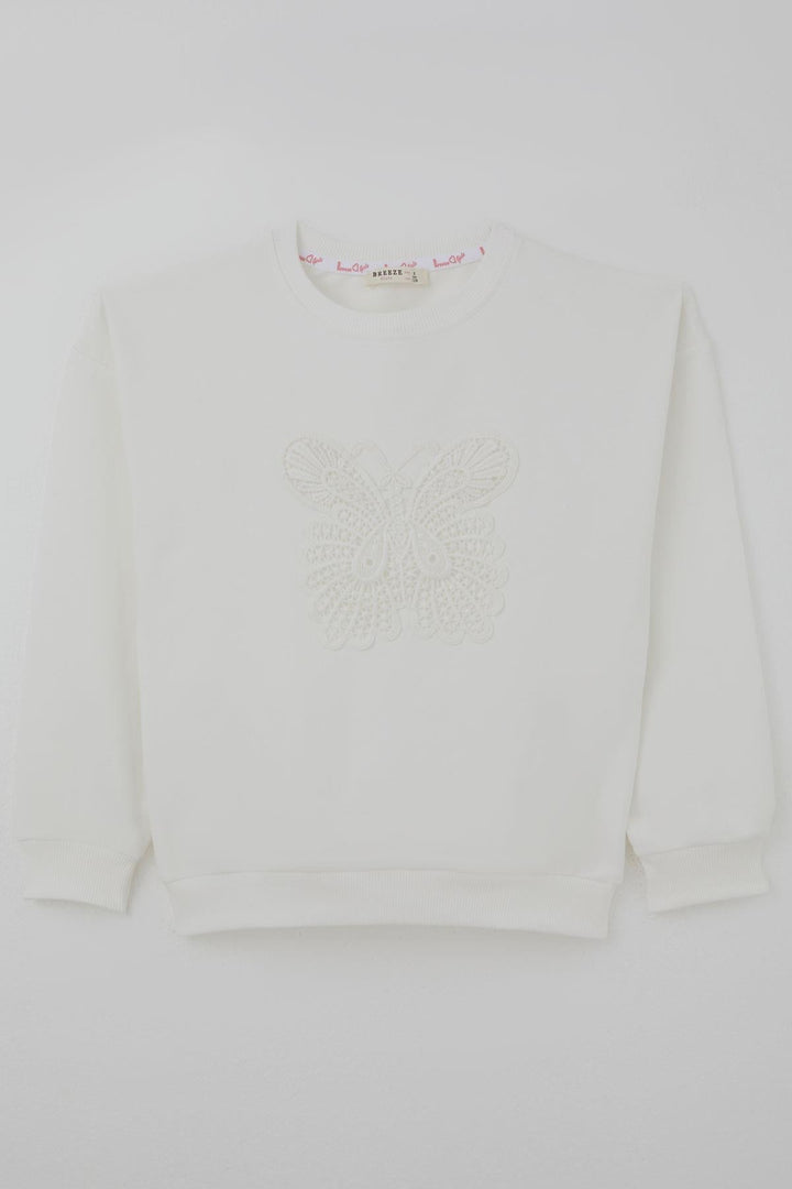 BRE Breeze Kız Çocuk Sweatshirt Kelebek Aplike Nakışlı 82 Yaş, Ekru - Schwäbisch Gmünd