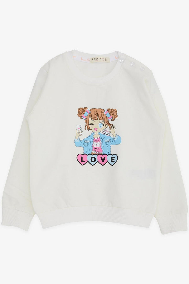 BRE Breeze Girl Child Sweatshirt Girl Printed 1.5-5 Years, Ecru - Urmston