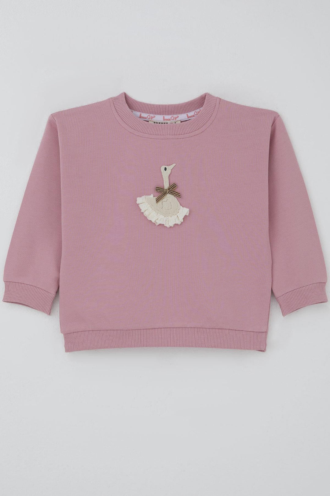 BRE Breeze Girl Child Sweatshirt Swan Crested Bow Detailed 2-6 Years, Rose Pink - Frechen