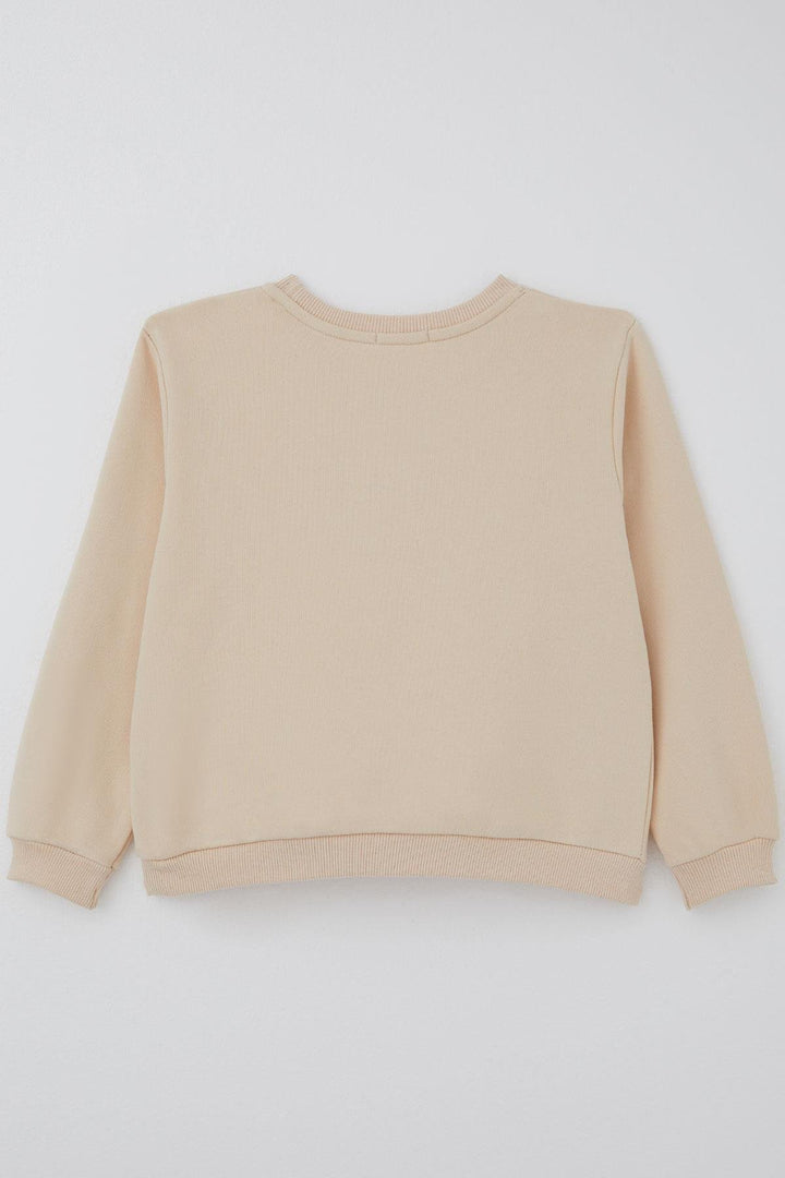 BRE Breeze Kız Çocuk Sweatshirt Leopar Fiyonk Aksesuarlı 5-9 Yaş, Krem - Netishyn