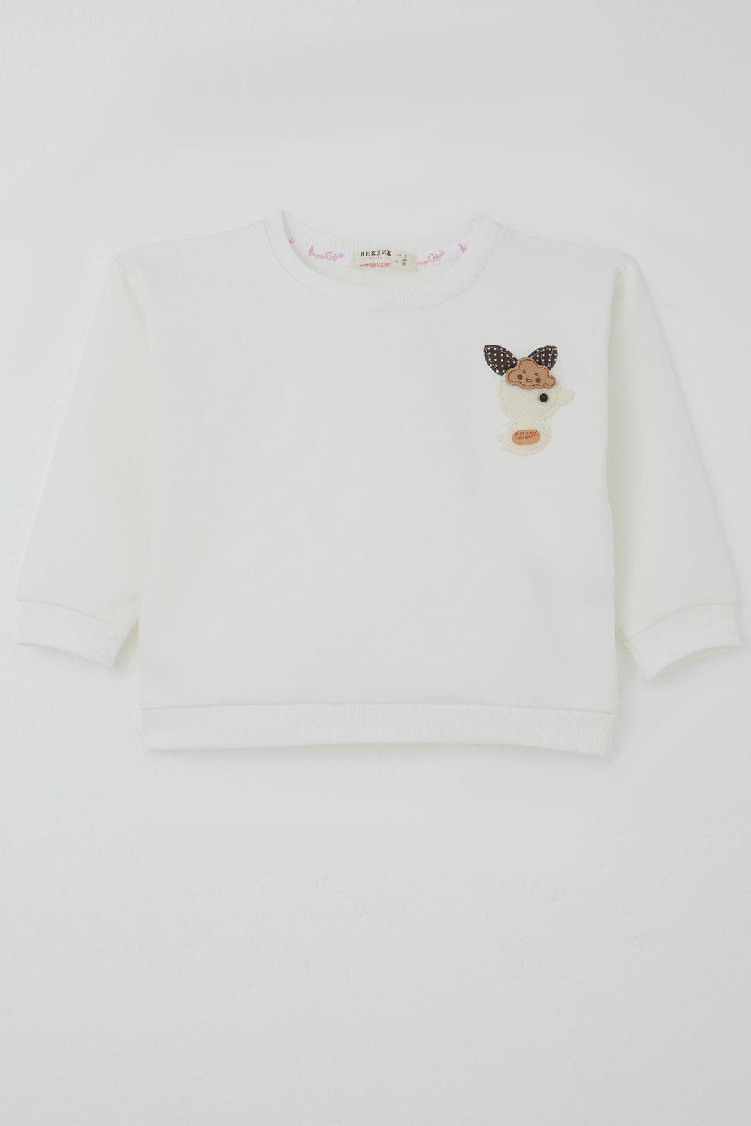 BRE Breeze Girl Child Sweatshirt Happy Cloud & Cute Chick Accessory Detailed 2-6 Years, Ecru - Everett