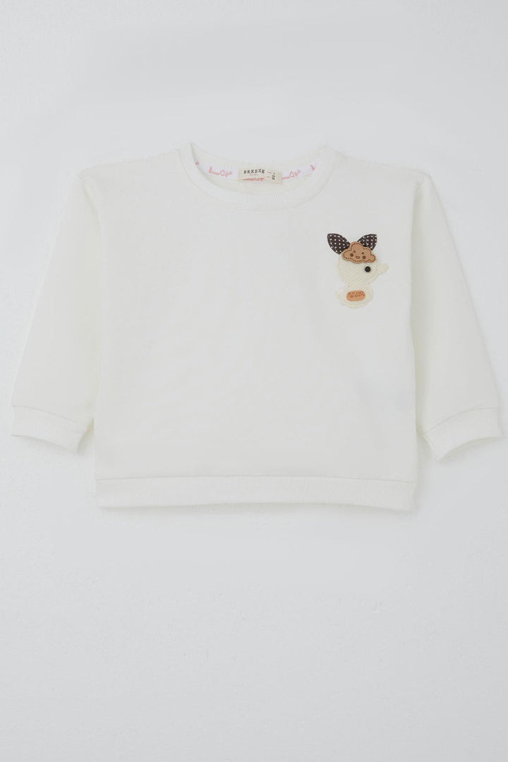 BRE Breeze Girl Child Sweatshirt Happy Cloud & Cute Chick Accessory Detailed 2-6 Years, Ecru - Everett