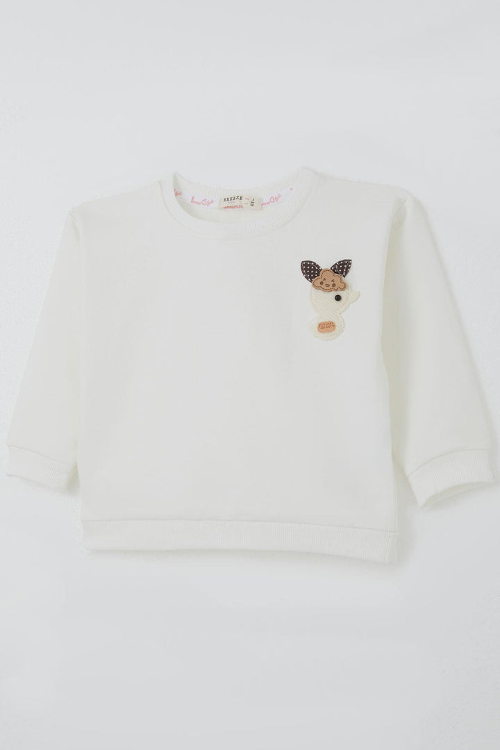 BRE Breeze Girl Child Sweatshirt Happy Cloud & Cute Chick Accessory Detailed 2-6 Years, Ecru - Everett